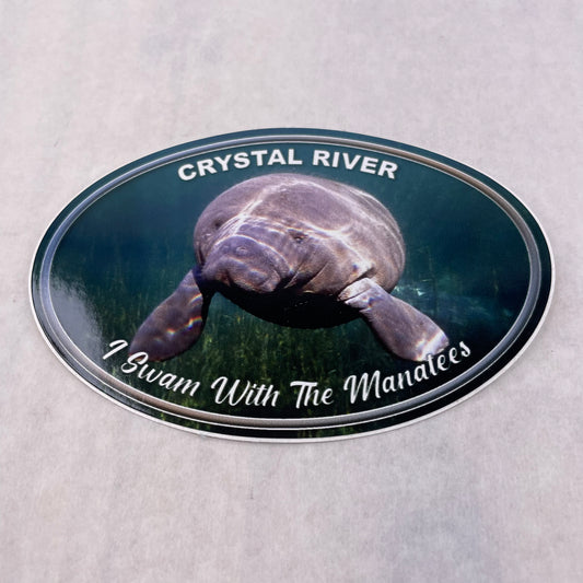 I swam with the Manatees Oval Sticker