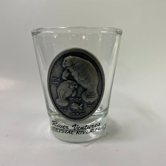 Clear Pewter Manatee Shot Glass