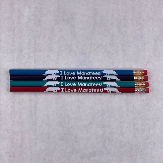 Set of 4 I Love Manatee Pencils