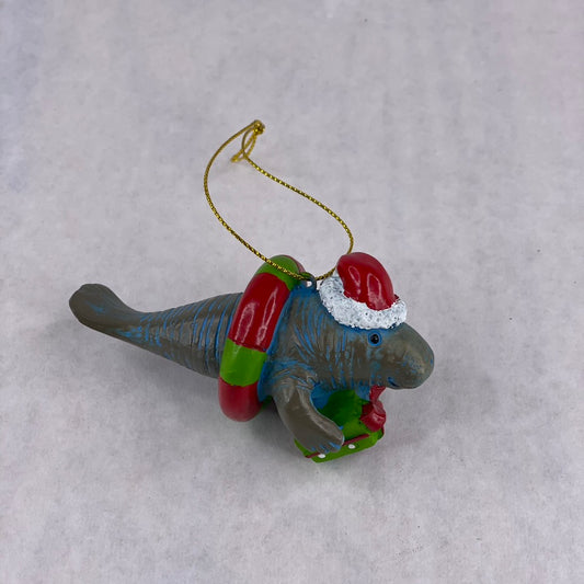Manatee in Life Ring Christmas Ornament