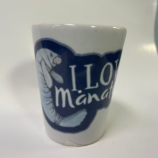 I Love Manatee Ceramic Shot Glass
